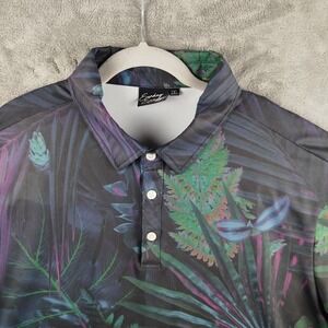 Sunday Swagger Shirt Mens 2XL Black Tropical Golf Polo Smith Bits Print